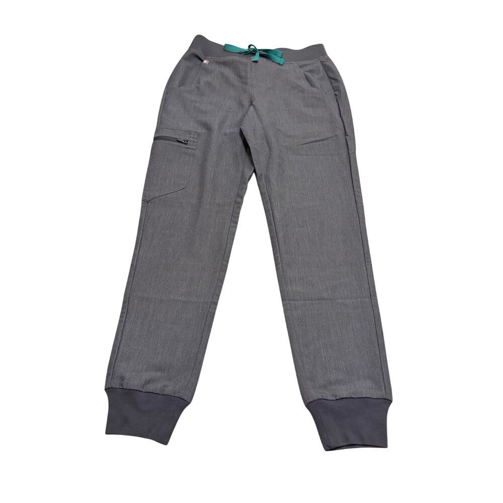 NWT Figs gray scrub bottoms w blue drawstring sz XXS Zamora joggers nurse attire